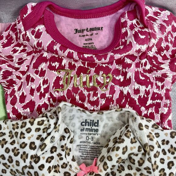 BABY GIRL SIZE 0-3 months LOT of 4 Short Sleeve One Pieces Leopard - Picture 4 of 8